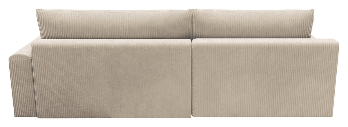 ECKSCHLAFSOFA in Cord Creme  - Creme/Schwarz, Modern, Kunststoff/Textil (167/253cm) - Trendmanufaktur