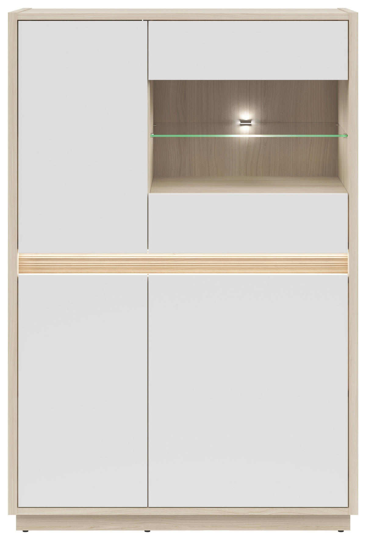 VITRINE Weiss, Eichefarben  95/141,5/42 cm  - Weiss/Eichefarben, Konventionell, Glas/Holzwerkstoff (95/141,5/42cm) - Hom`in