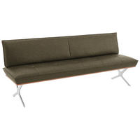 SITZBANK Holz, Textil Nussbaumfarben, Nickelfarben, Olivgrün  - Edelstahlfarben/Nussbaumfarben, Design, Holz/Textil (214/88/66cm) - Koinor