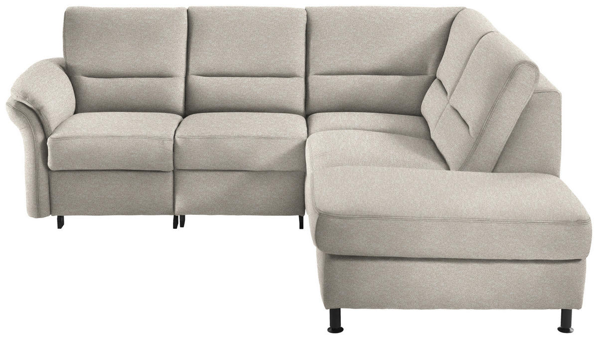 ECKSOFA in Flachgewebe Beige  - Beige/Schwarz, Modern, Textil/Metall (227/203cm) - Beldomo System