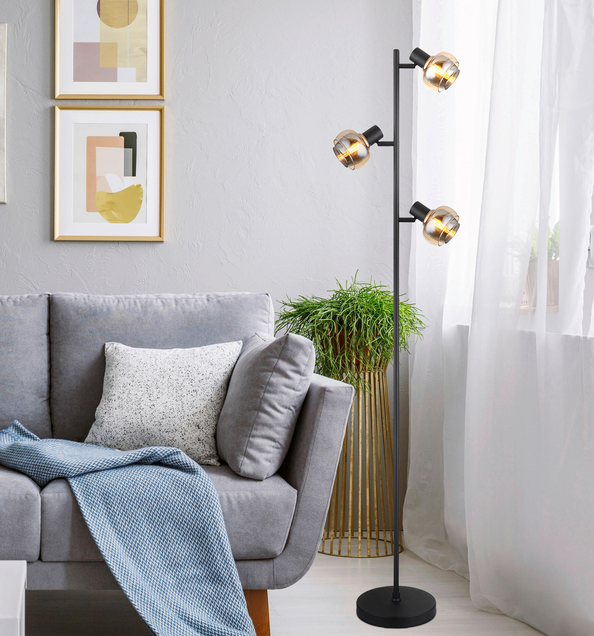 STEHLEUCHTE  25/23 cm   - Schwarz, Basics, Glas/Metall (25/23cm) - Globo