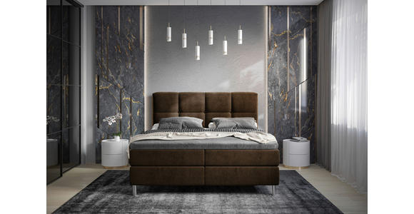 BOXBETT 180/200 cm in Dunkelbraun - Chromfarben/Dunkelbraun, Design, Holz/Holzwerkstoff (180/200cm) - Esposa