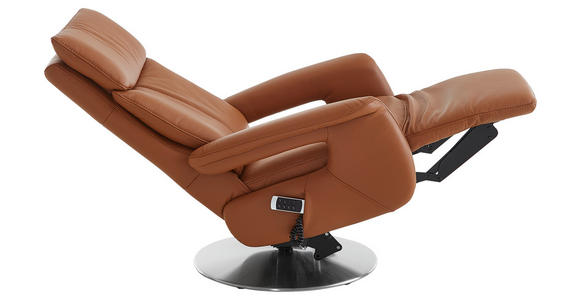 RELAXSESSEL in Leder Braun - Edelstahlfarben/Braun, Design, Leder/Metall (78/112/85cm) - Cantus