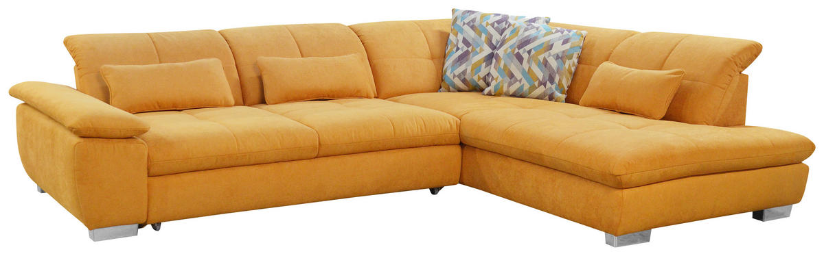 SEDEŽNA GARNITURA, gladka tkanina oranžna  - barve kroma/oranžna, Design, tekstil (242/313cm) - Xora