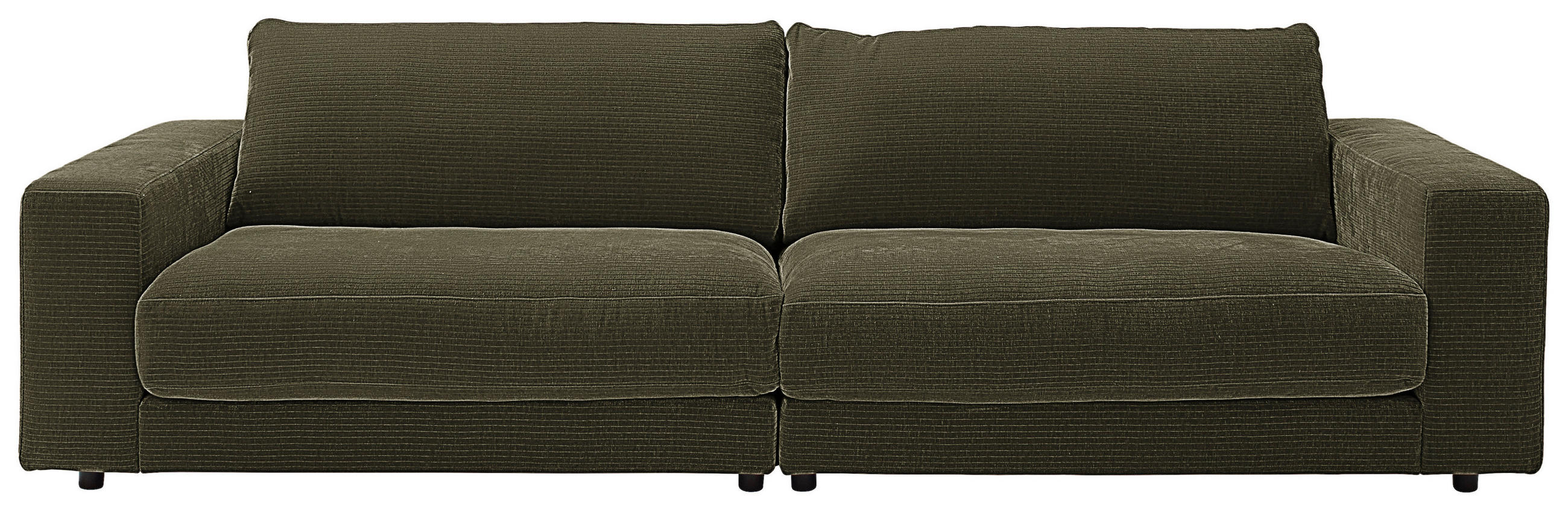 3-SITZER-SOFA in Chenille Olivgrün  - Schwarz/Olivgrün, Design, Kunststoff/Textil (290/86/127cm) - Lomoco