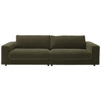 3-SITZER-SOFA in Chenille Olivgrün  - Schwarz/Olivgrün, Design, Kunststoff/Textil (290/86/127cm) - Lomoco