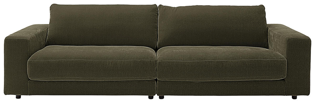 3-SITZER-SOFA in Chenille Olivgrün  - Schwarz/Olivgrün, Design, Kunststoff/Textil (290/86/127cm) - Lomoco