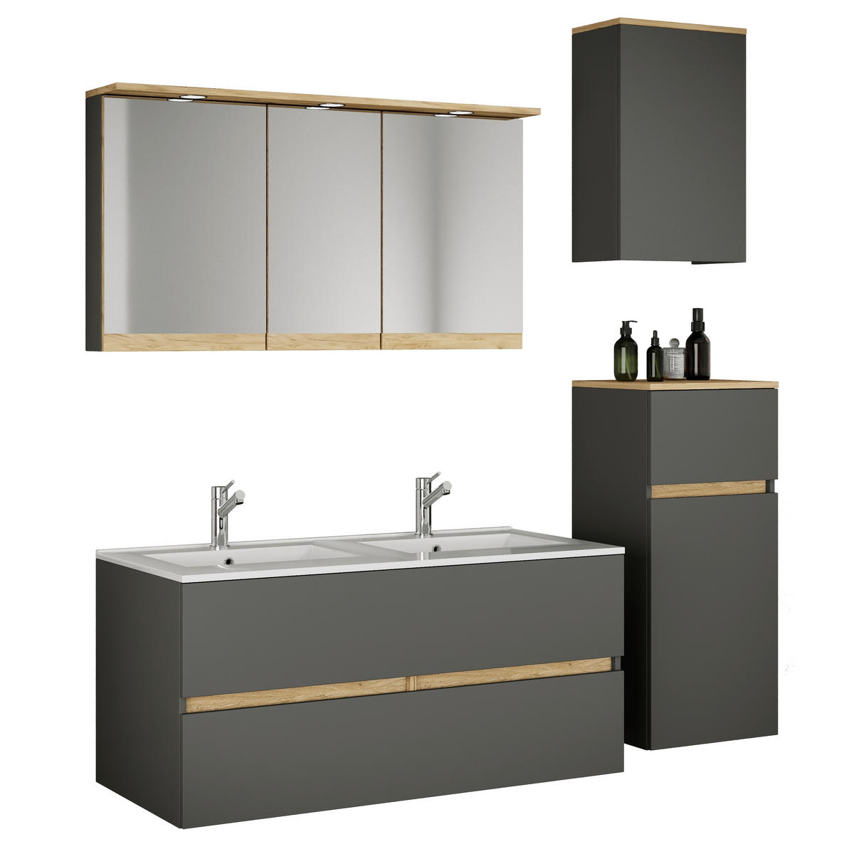 BADEZIMMER 5-teilig  in 149 cm  - Honigeiche/Anthrazit, Trend, Keramik/Holzwerkstoff (149cm) - MID.YOU