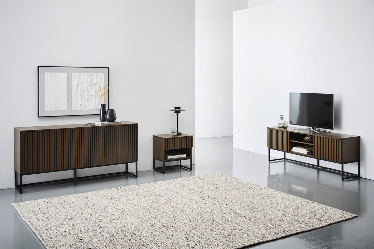 SIDEBOARD Bueno  in 160/80/40 cm  - Eiche dunkel/Schwarz, MODERN, Holzwerkstoff/Metall (160/80/40cm) - Xora