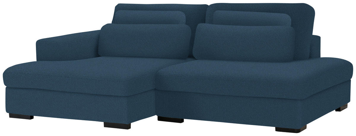 ECKSOFA in Chenille Blau  - Blau/Schwarz, Design, Kunststoff/Textil (158/223cm) - Lomoco