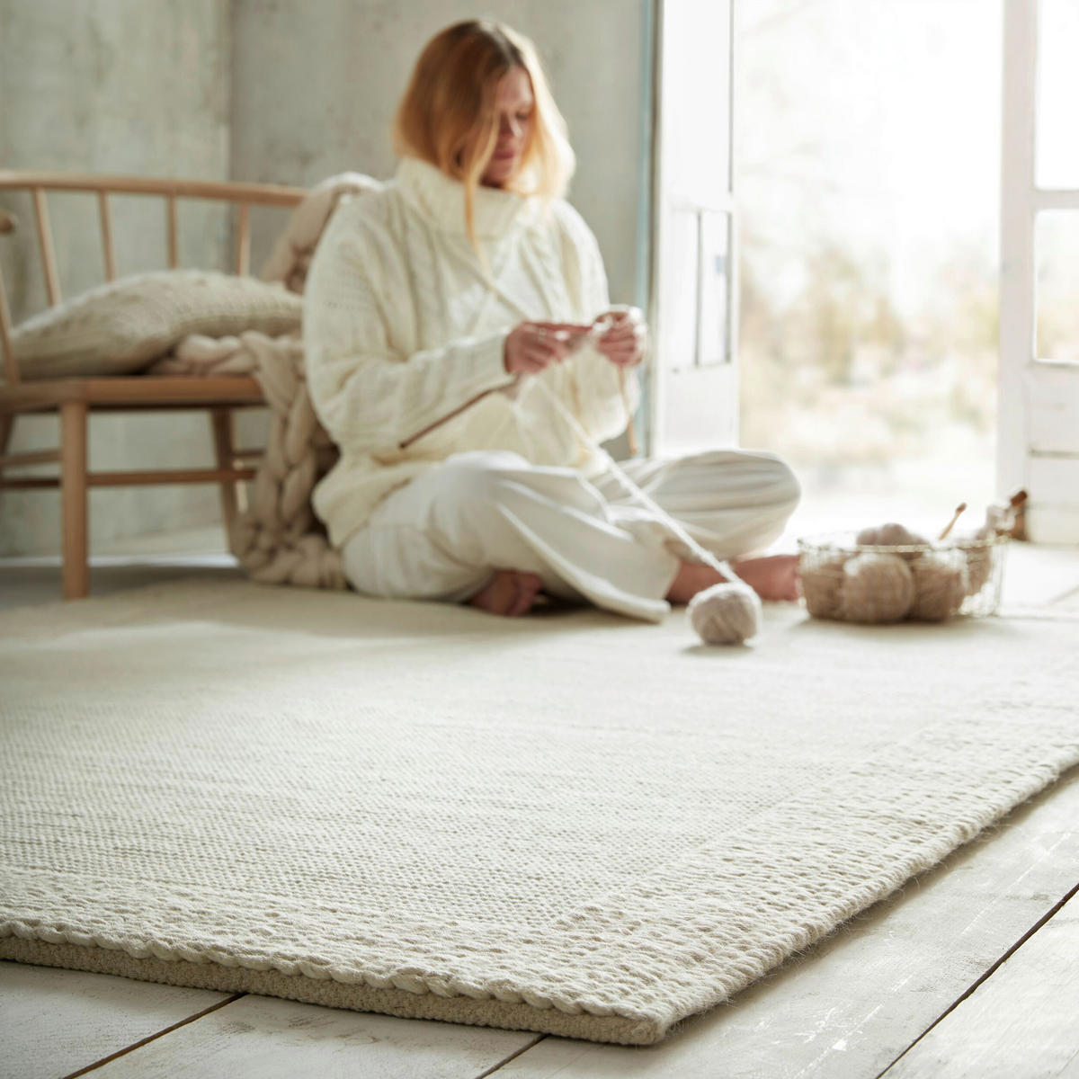 WOLLTEPPICH 200/290 cm Rue Plait Creme  - Creme, Basics, Textil (200/290cm)