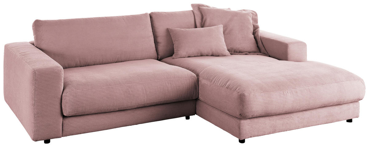 ECKSOFA in Cord Rosa  - Schwarz/Rosa, Design, Kunststoff/Textil (250/190cm) - Pure Home Lifestyle