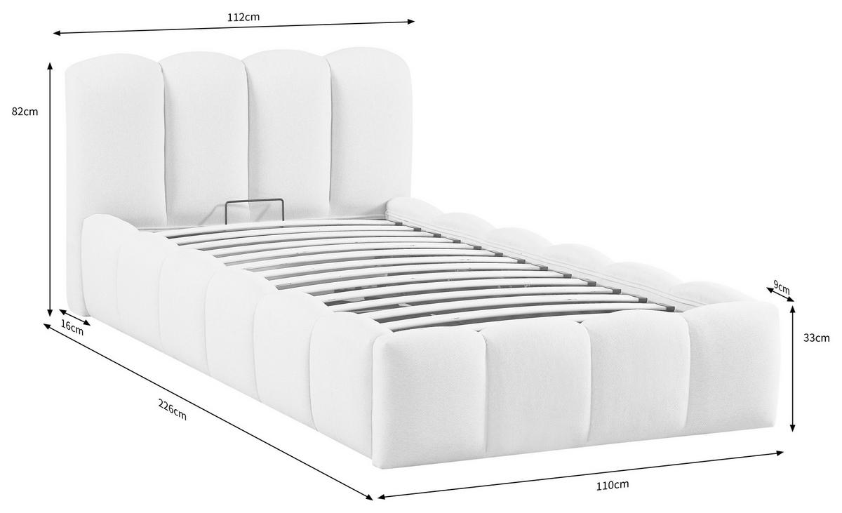 POLSTERBETT 90/200 cm  Creme  - Creme/Schwarz, Modern, Holz/Kunststoff (90/200cm) - Livetastic