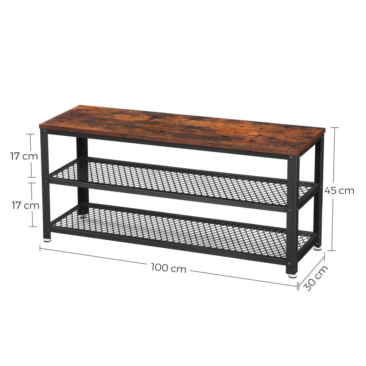 SCHUHREGAL Braun, Schwarz  - Schwarz/Braun, Trend, Holzwerkstoff/Metall (100/45/30cm) - Boxxx