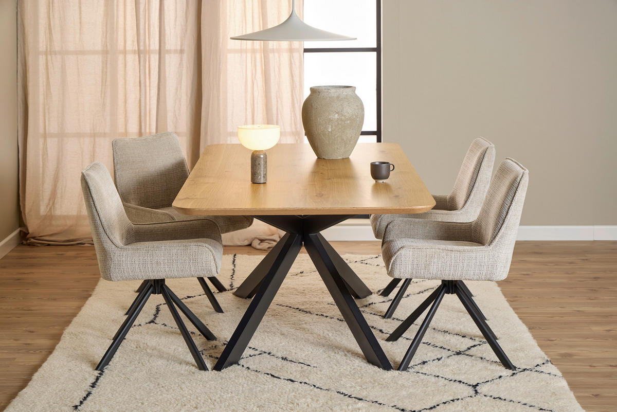 ŽIDLE, černá, béžová - černá/béžová, Trend, kov/textil (59/81/56cm) - MID.YOU