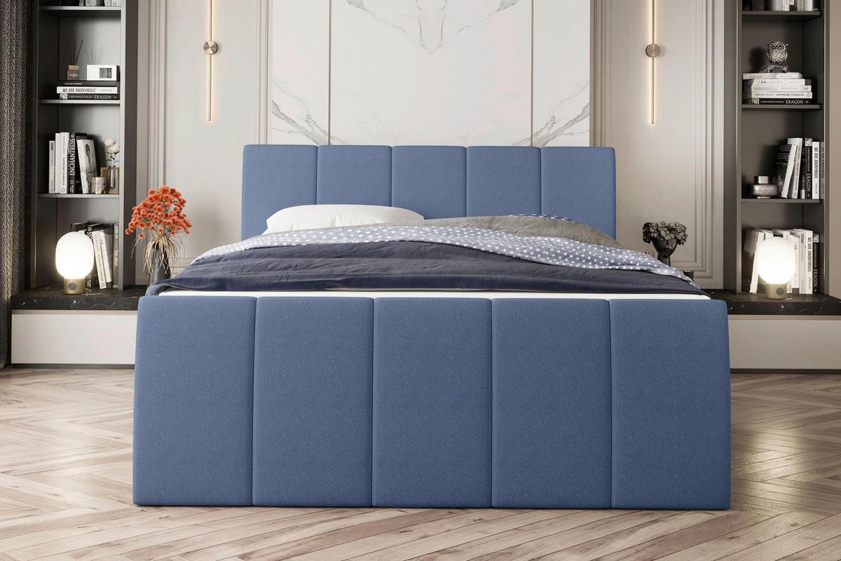 BOXSPRINGBETT 180/200 cm  in Blau  - Blau/Schwarz, Konventionell, Kunststoff/Textil (180/200cm) - Carryhome