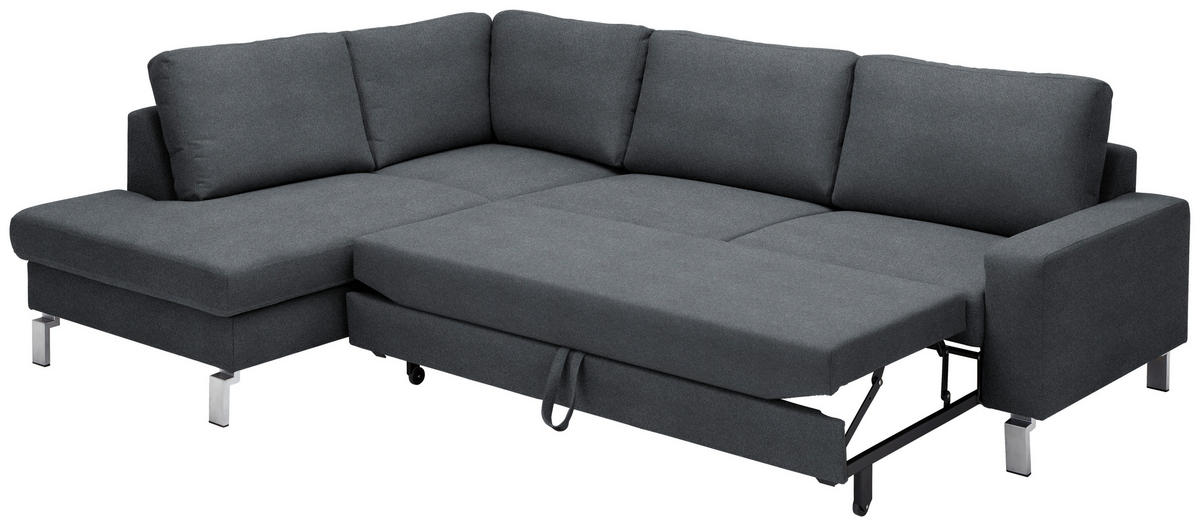 ECKSOFA in Flachgewebe Anthrazit  - Chromfarben/Anthrazit, Design, Textil/Metall (200/276cm) - Hom`in
