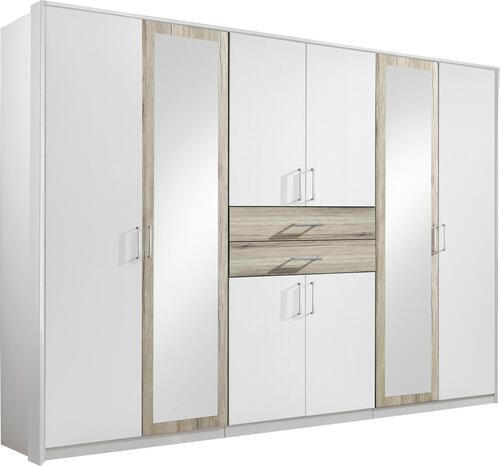 ORMAR ZA ODJEĆU bijela, boje hrasta   - bijela/boje hrasta, Design, staklo/drvni materijal (270/208/58cm) - Hom`in