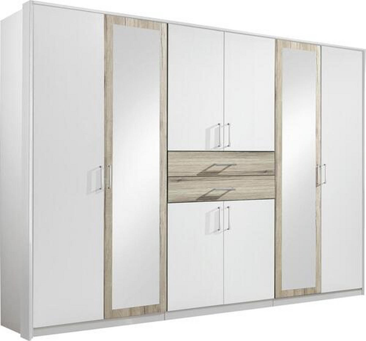 ORMAR ZA ODJEĆU bijela, boje hrasta   - bijela/boje hrasta, Design, staklo/drvni materijal (270/208/58cm) - Hom`in