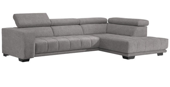 ECKSOFA  in Mikrofaser Hellgrau  301/207 cm  - Hellgrau/Schwarz, Design, Textil/Metall (301/207cm) - Xora