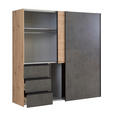 SCHWEBETÜRENSCHRANK  in Dunkelgrau, Eiche Artisan  - Dunkelgrau/Schwarz, KONVENTIONELL, Holzwerkstoff/Kunststoff (170/200/61cm) - Carryhome