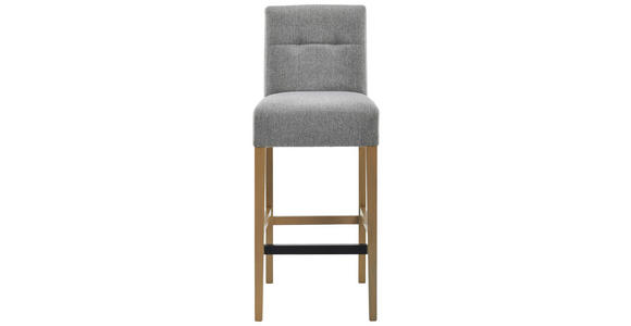 BARHOCKER Webstoff Hellgrau Stoffauswahl  - Eichefarben/Hellgrau, KONVENTIONELL, Holz/Textil (42/102/53cm) - Carryhome