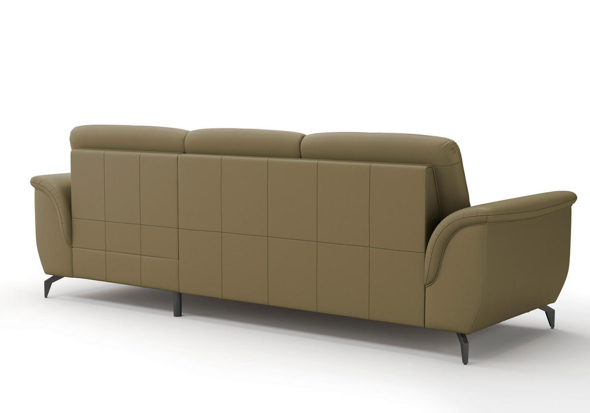 ECKSOFA in Echtleder Olivgrün  262/164 cm  - Schwarz/Olivgrün, MODERN, Leder/Metall (262/164cm) - Sit & More