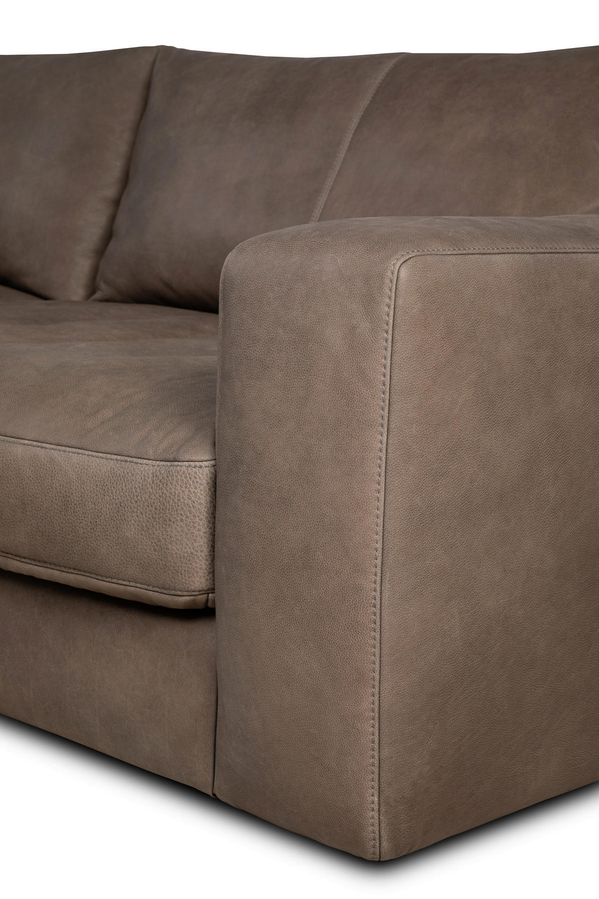 BIGSOFA Echtleder Graubraun  - Graubraun/Schwarz, Design, Leder/Kunststoff (294/87/122cm) - Designwerk