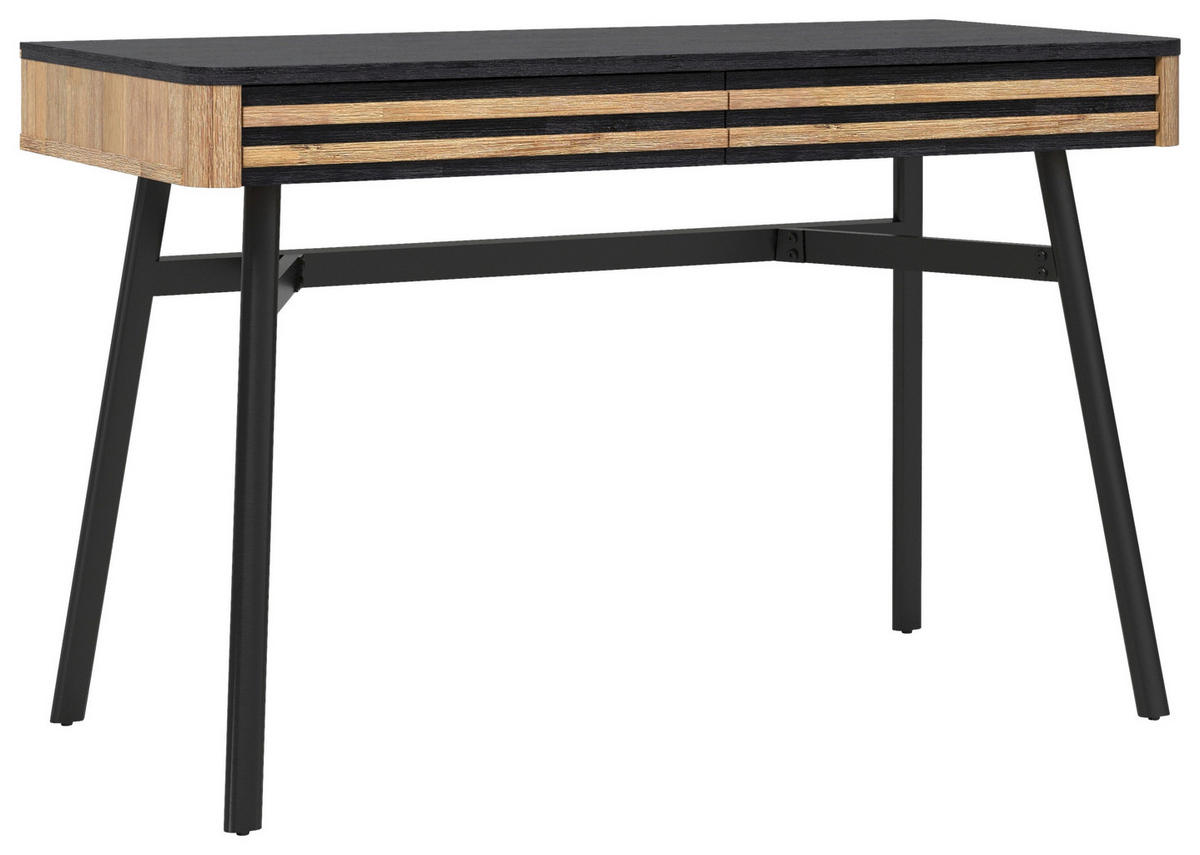 SCHREIBTISCH 120/55/76 cm  in Schwarz, Akaziefarben  - Schwarz/Akaziefarben, LIFESTYLE, Holz/Metall (120/55/76cm) - Landscape