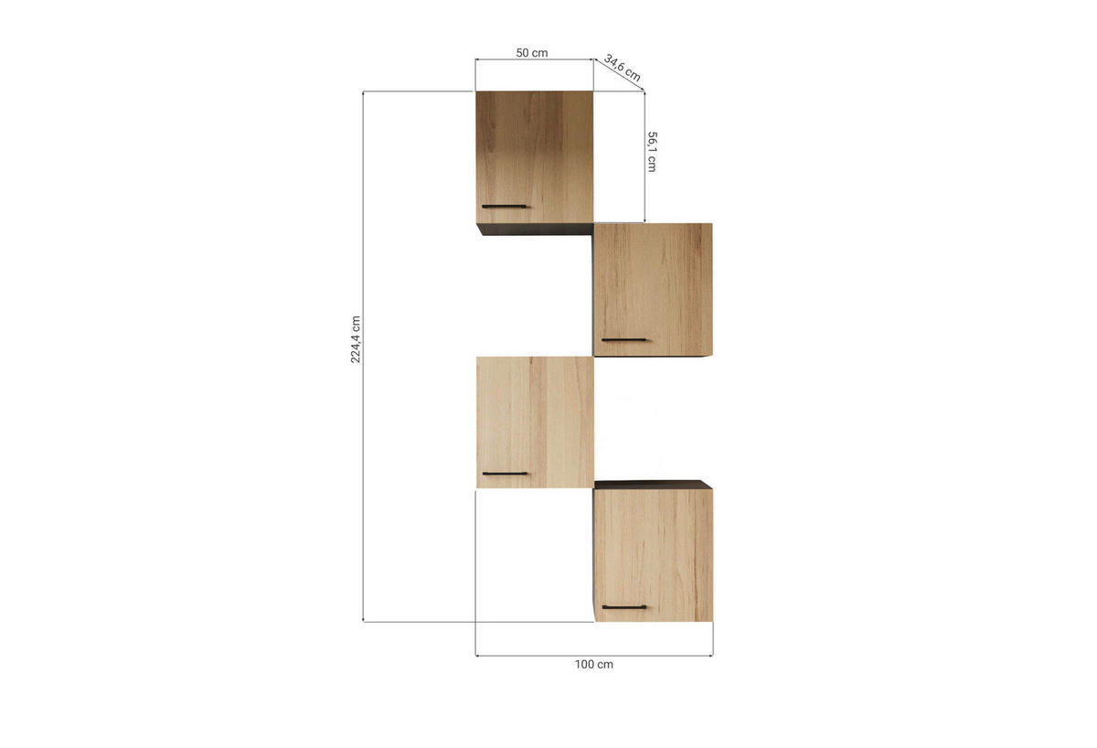 VÄGGSKÅP 50/56,1/34,6 cm  i grå  - svart/grå, Trend, metall/trämaterial (50/56,1/34,6cm) - Respekta