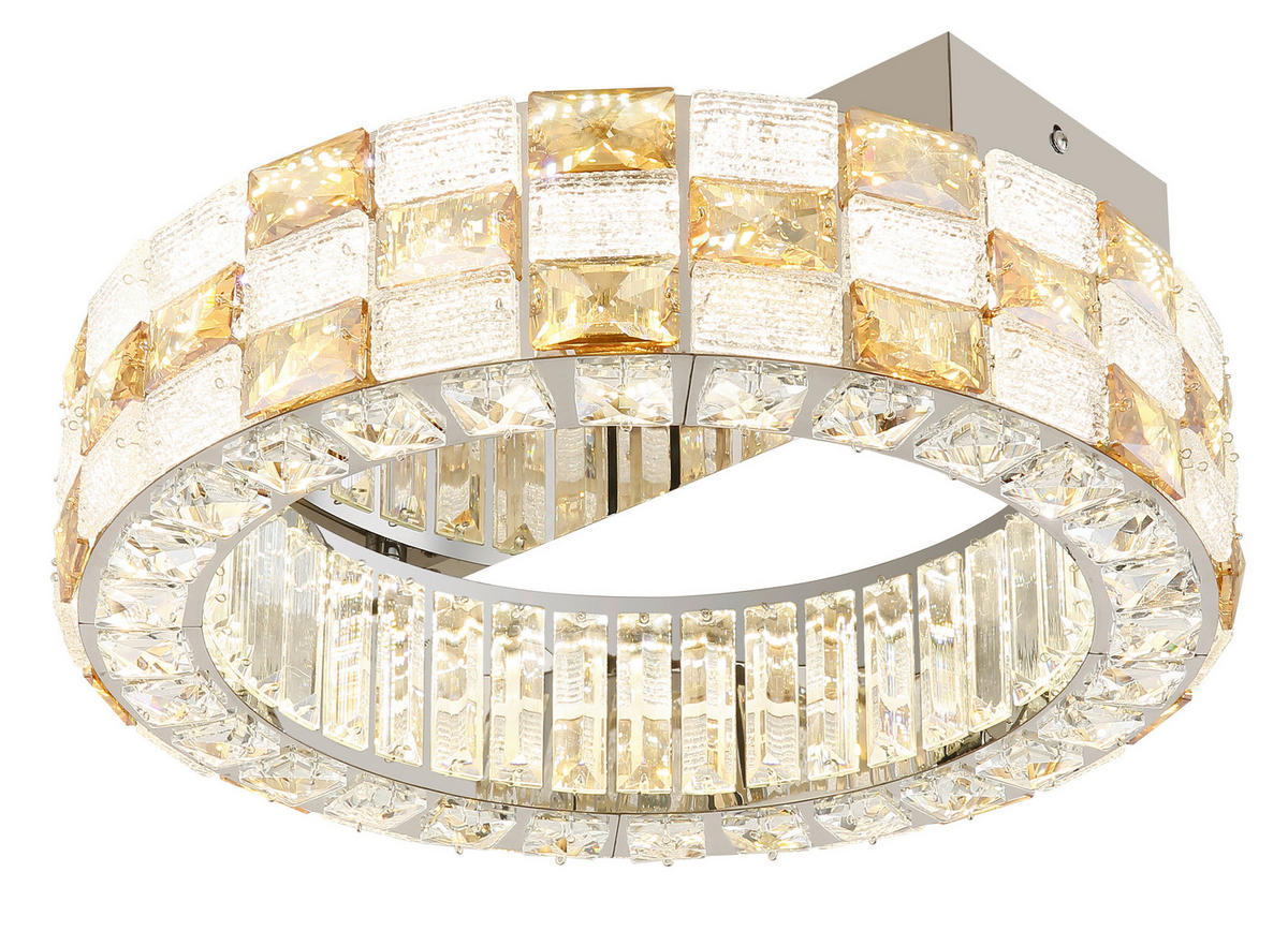 LED-DECKENLEUCHTE Lidia 40/14 cm  - Klar/Chromfarben, KONVENTIONELL, Glas/Metall (40/14cm) - Globo