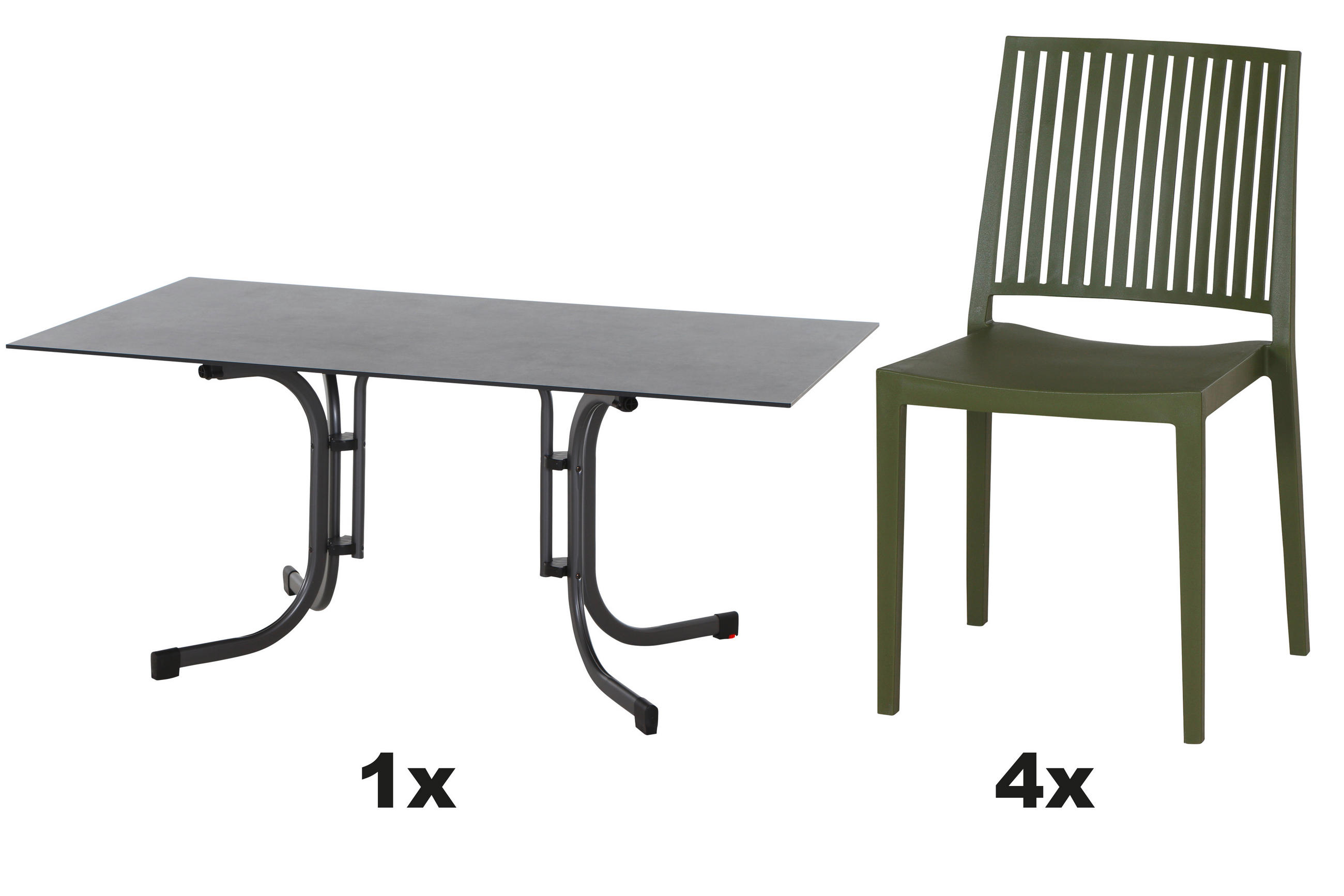 GARTENGARNITUR 5-teilig  - Anthrazit/Grün, Basics, Holzwerkstoff/Kunststoff (90/80/160cm) - Siena Garden