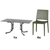 GARTENGARNITUR 5-teilig  - Anthrazit/Grün, Basics, Holzwerkstoff/Kunststoff (90/80/160cm) - Siena Garden