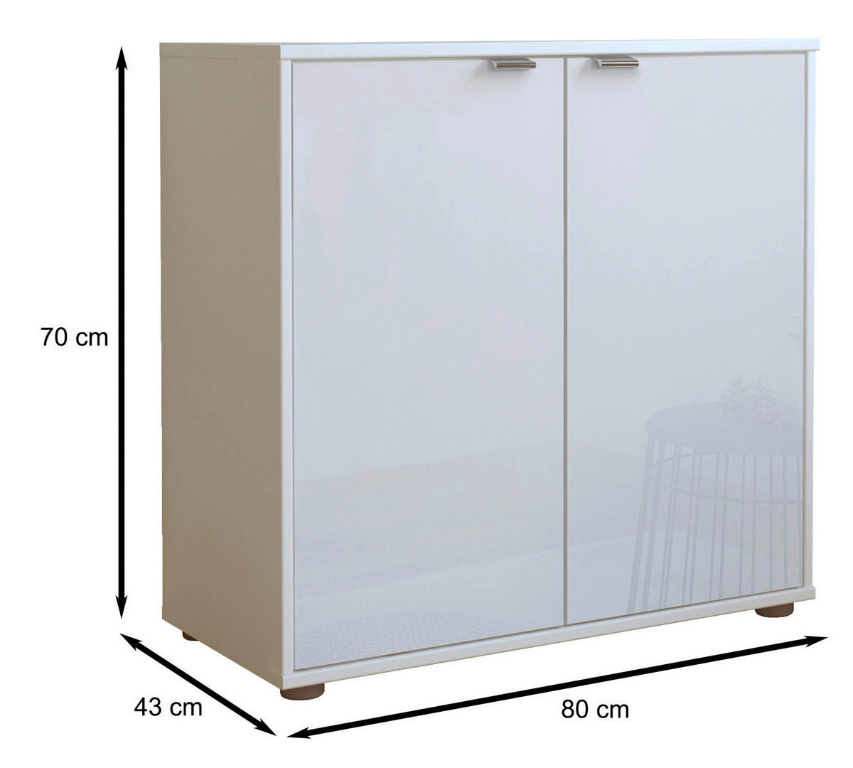 KOMMODE  in 80/70/43 cm  - Chromfarben/Schwarz, KONVENTIONELL, Glas/Holzwerkstoff (80/70/43cm) - Dieter Knoll