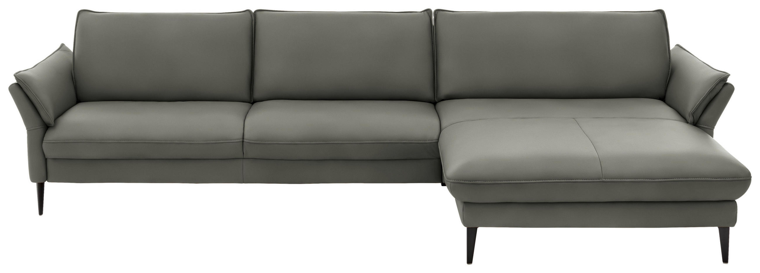 ECKSOFA Grau Echtleder  - Schwarz/Grau, Design, Leder/Metall (334/172cm) - Hukla