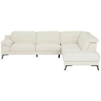 ECKSOFA Weiß Echtleder  - Schwarz/Weiß, MODERN, Leder/Metall (287/224cm) - MID.YOU