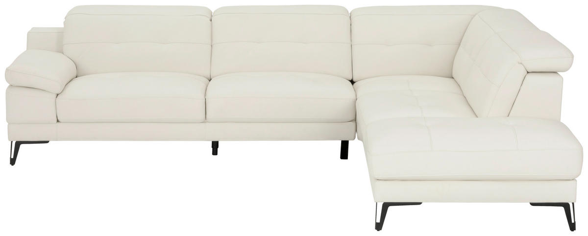 ECKSOFA Weiß Echtleder  - Schwarz/Weiß, MODERN, Leder/Metall (287/224cm) - MID.YOU