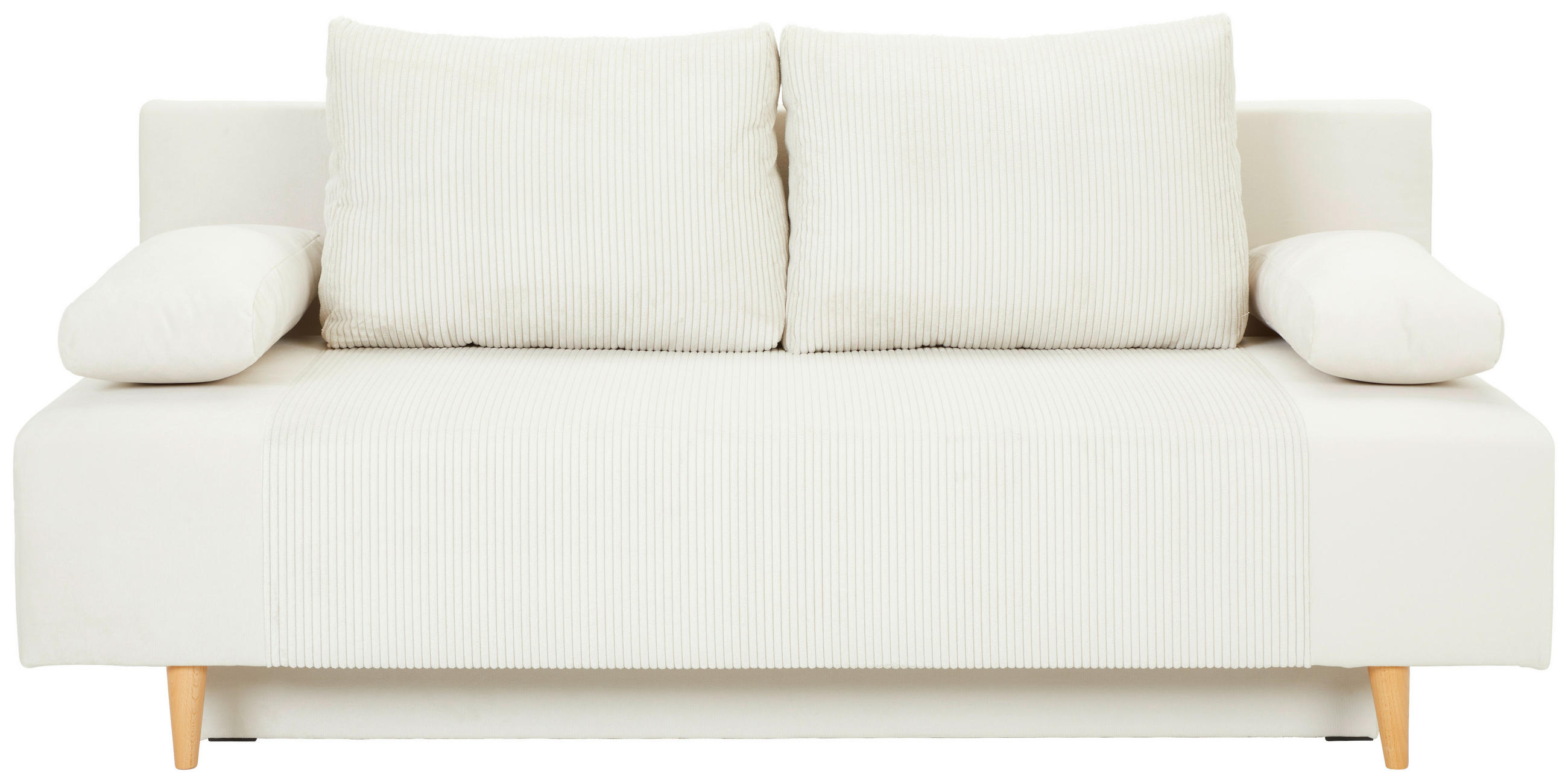 SCHLAFSOFA in Cord, Velours Creme  - Buchefarben/Creme, Konventionell, Holz/Textil (191/92/89cm) - MID.YOU