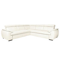 ECKSOFA Weiß Echtleder  - Wengefarben/Weiß, Design, Leder/Holz (265/265cm) - Livetastic