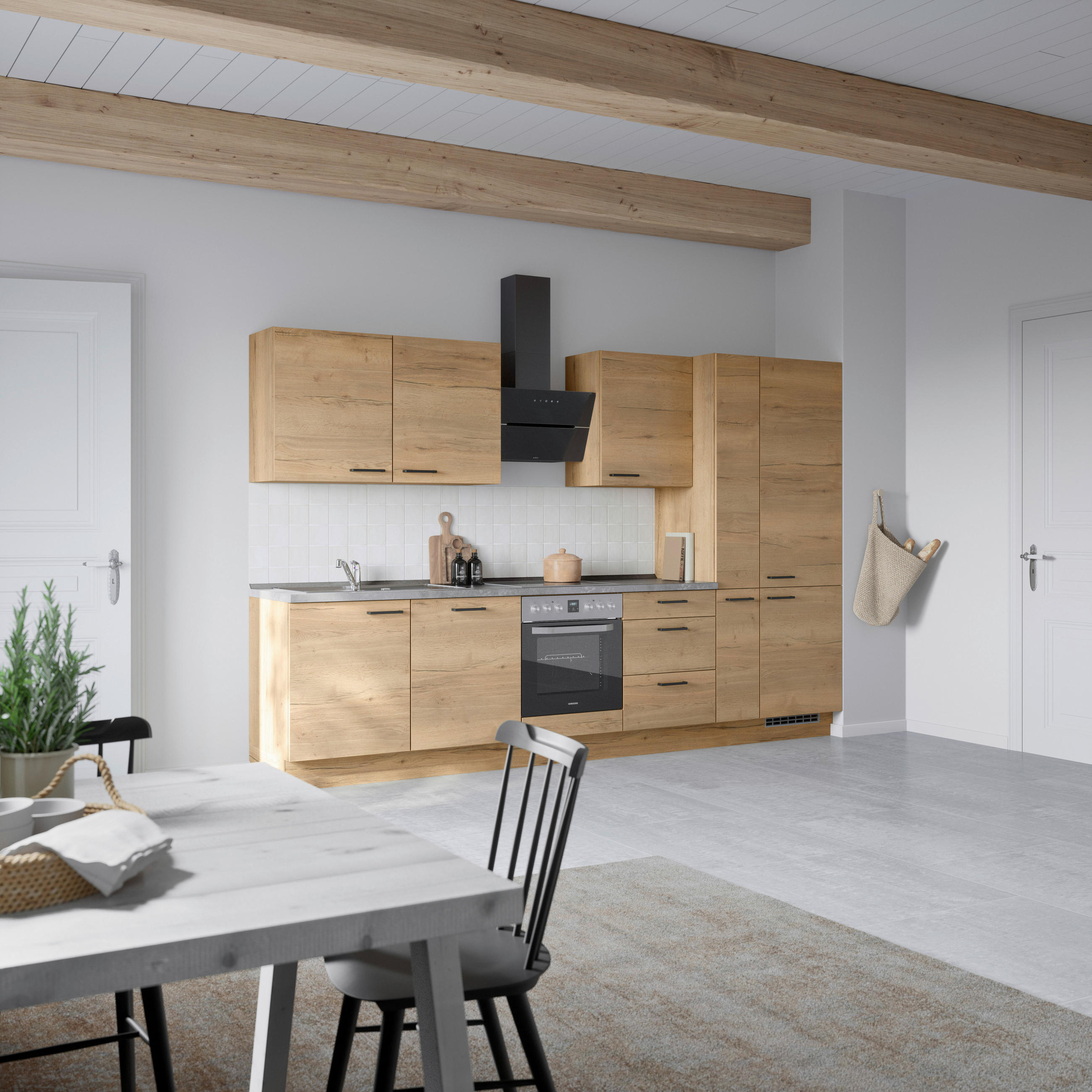 Nobilia Küchenblock Structura Eiche, Schiefer 330 cm