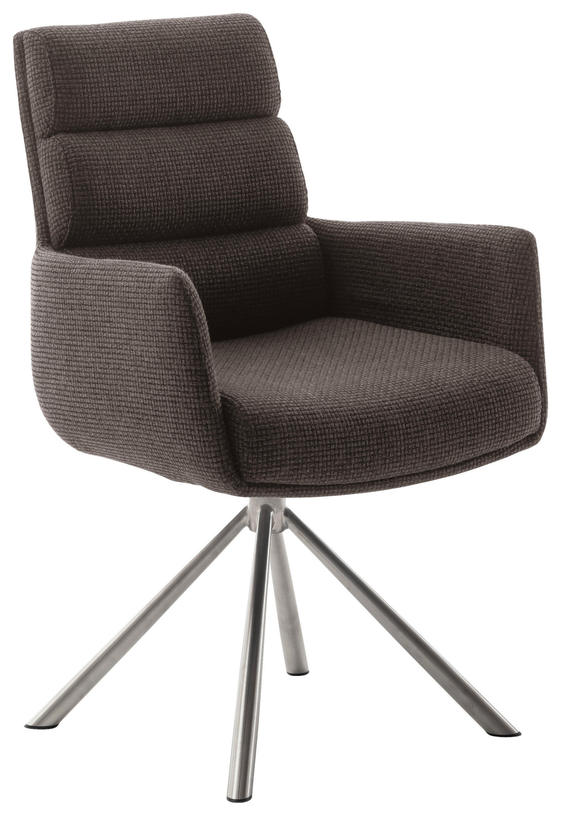 ARMLEHNSTUHL  Stoffauswahl, Typenauswahl, Sitzfläche 360° drehbar, Gestellauswahl Webstoff  Edelstahlfarben, Cappuccino  - Edelstahlfarben/Cappuccino, Design, Textil/Metall (61/90/64cm) - Dieter Knoll