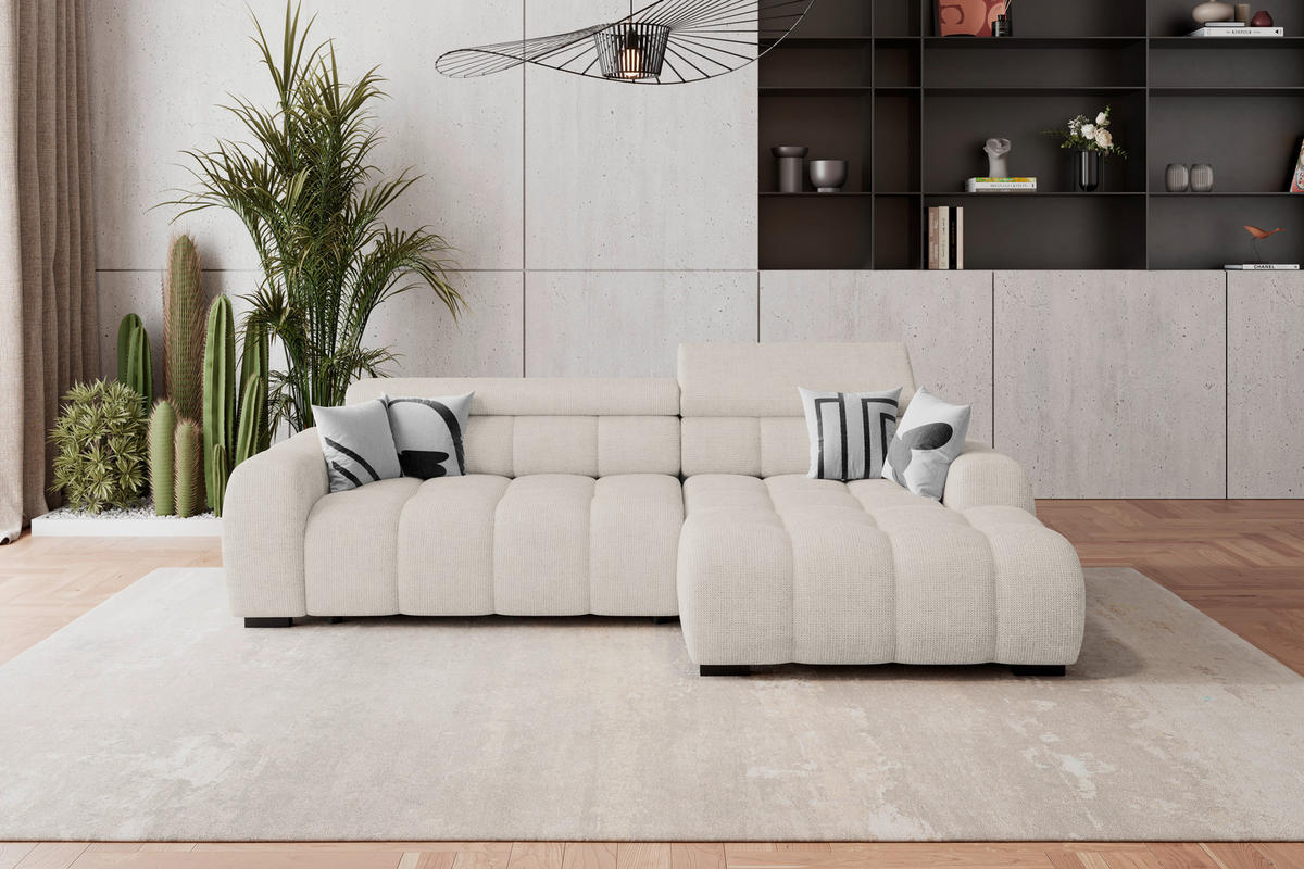 HÖRNSOFFA i vävt tyg cremefärgad  - svart/cremefärgad, Trend, textil/plast (285/168cm) - Livetastic