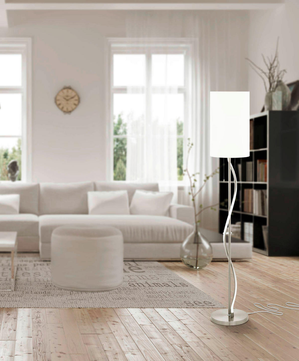 GOLVLAMPA Espartal 25/148,5 cm    - vit/aluminiumfärg, Klassisk, metall/textil (25/148,5cm) - Eglo