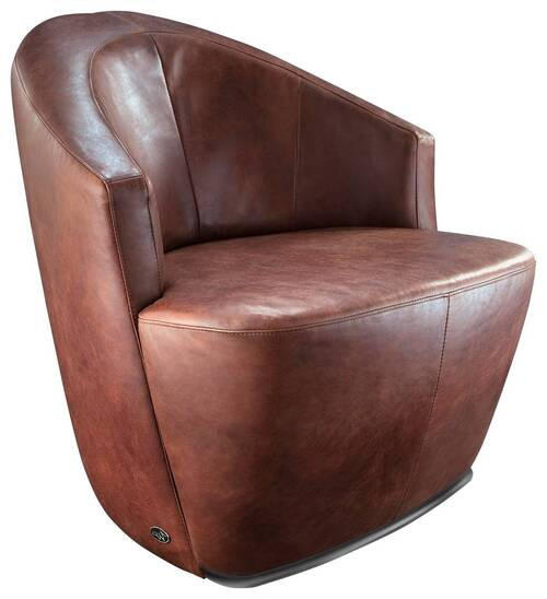 SESSEL Echtleder Braun    - Silberfarben/Braun, Design, Leder/Metall (77/82/87cm) - Chilliano