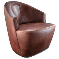 SESSEL Echtleder Braun    - Silberfarben/Braun, Design, Leder/Metall (77/82/87cm) - Chilliano