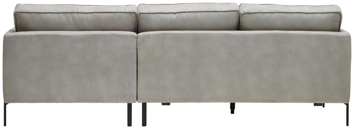 ECKSOFA in Flachgewebe Hellgrau  - Hellgrau/Schwarz, Trend, Textil/Metall (232/154cm) - Livetastic
