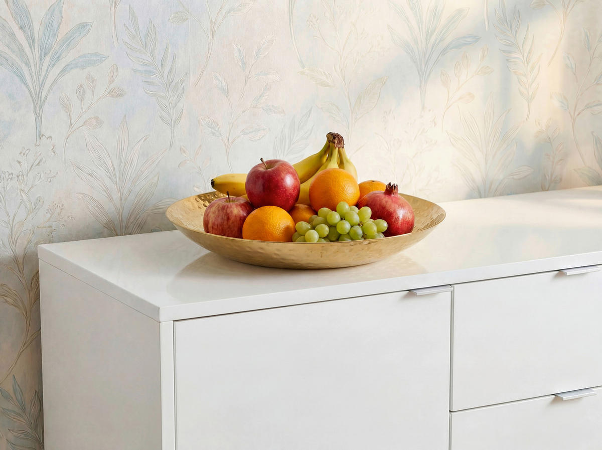OBSTSCHALE  - Goldfarben, Design, Metall (50/8/50cm) - Livetastic