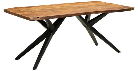 ESSTISCH in Holz, Metall 180/90/77 cm - Schwarz/Naturfarben, ROMANTIK / LANDHAUS, Holz/Metall (180/90/77cm) - Landscape