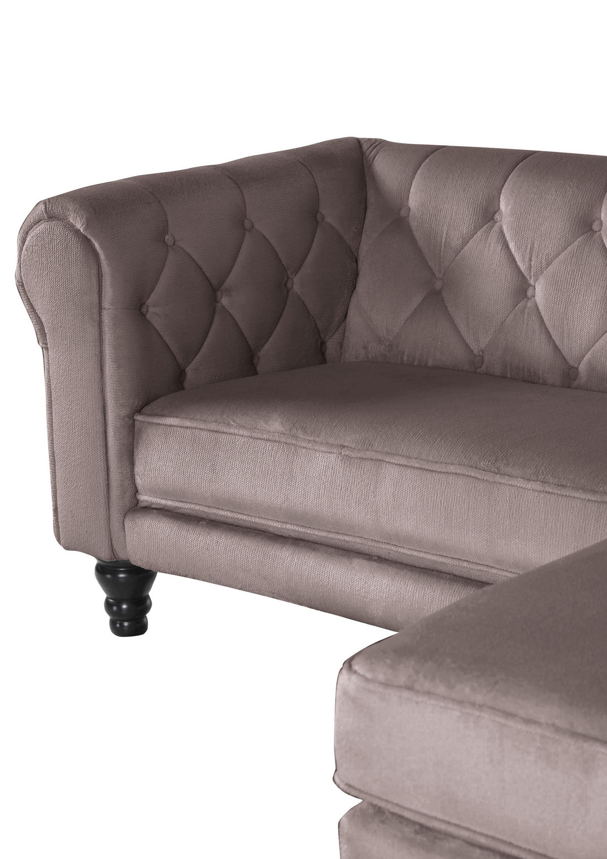 ECKSOFA in Plüsch Schlammfarben  260/160 cm  - Schlammfarben/Dunkelbraun, Design, Holz/Textil (260/160cm) - MID.YOU