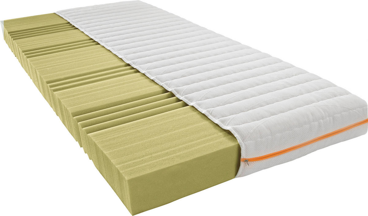 KALTSCHAUMMATRATZE 90/200 cm Höhe ca. 14 cm 5 -Zonen - Weiß, Basics, Textil (90/200cm) - Boxxx